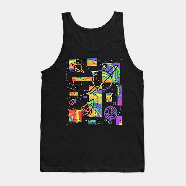 Geometric Galaxy (Rainbow Swirl Version) Tank Top by Jan Grackle